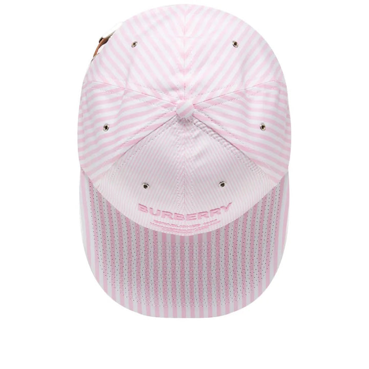 BURBERRY HORSEFERRY LOGO EMBROIDERED STRIPED BASEBALL CAP