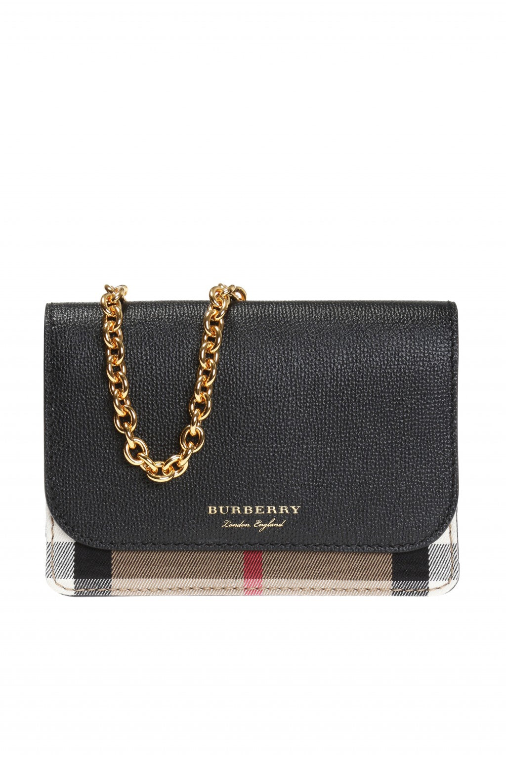 BURBERRY GRAINED CALFSKIN HOUSE CHECK HAMPSHIRE WALLET ON CHAIN –  Caroline's Fashion Luxuries