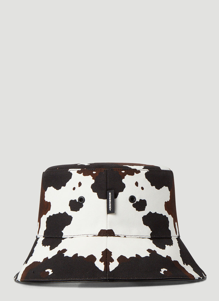 BURBERRY LOGO PATCH COW PRINT BUCKET HAT