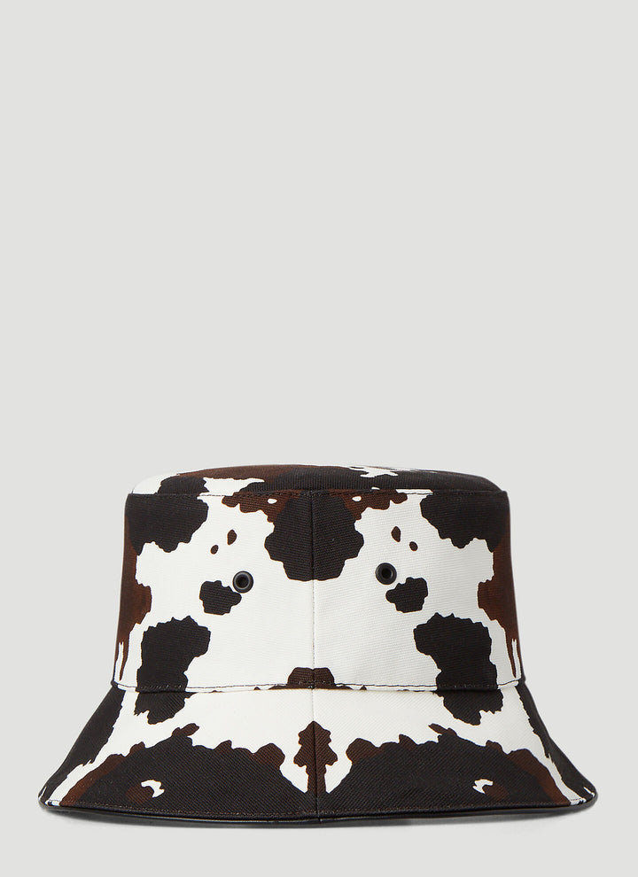 BURBERRY LOGO PATCH COW PRINT BUCKET HAT