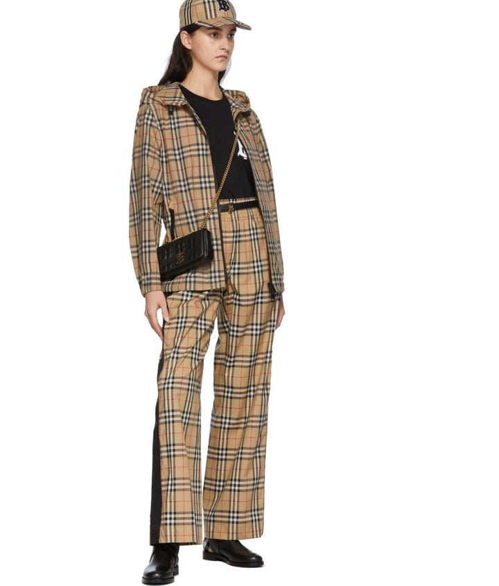 BURBERRY LOUANE CHECK SIDE STRIPE STRETCH COTTON PANTS