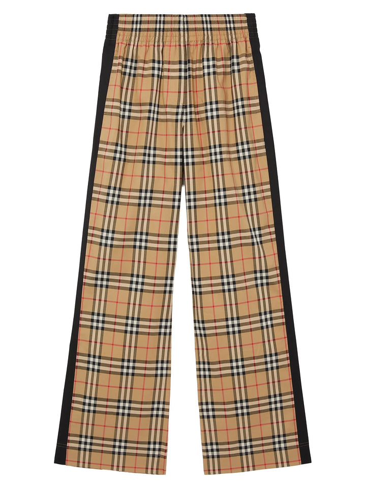 BURBERRY LOUANE CHECK SIDE STRIPE STRETCH COTTON PANTS