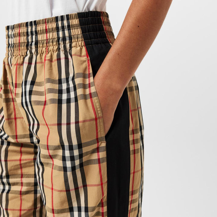 BURBERRY LOUANE CHECK SIDE STRIPE STRETCH COTTON PANTS