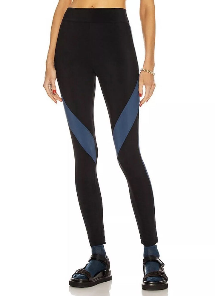 BURBERRY MADDEN ATHLETIC BLACK &amp; BLUE LEGGINGS
