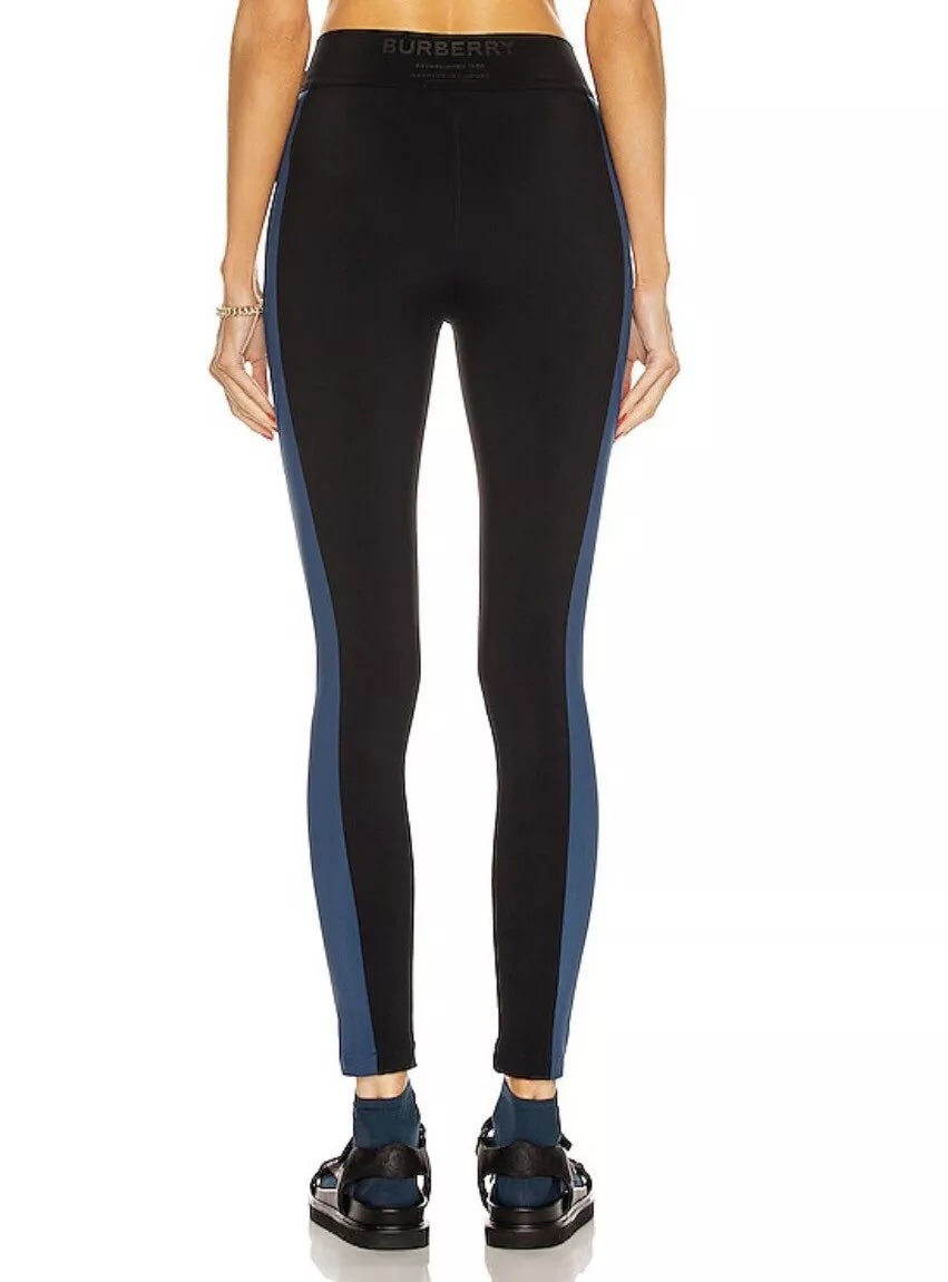 BURBERRY MADDEN ATHLETIC BLACK &amp; BLUE LEGGINGS