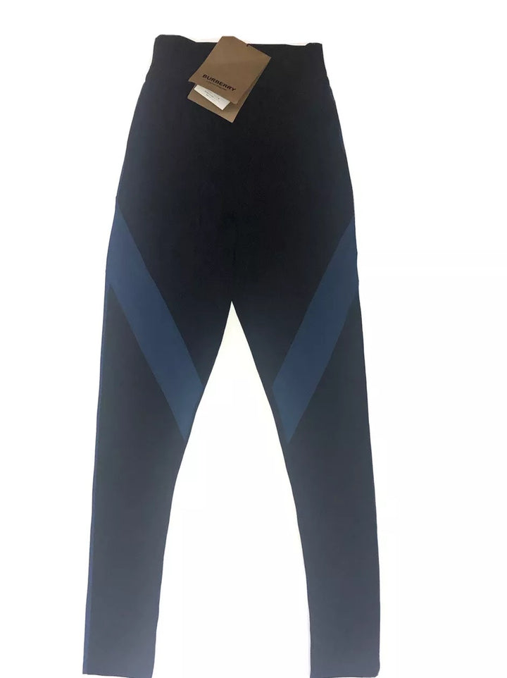 BURBERRY MADDEN ATHLETIC BLACK &amp; BLUE LEGGINGS