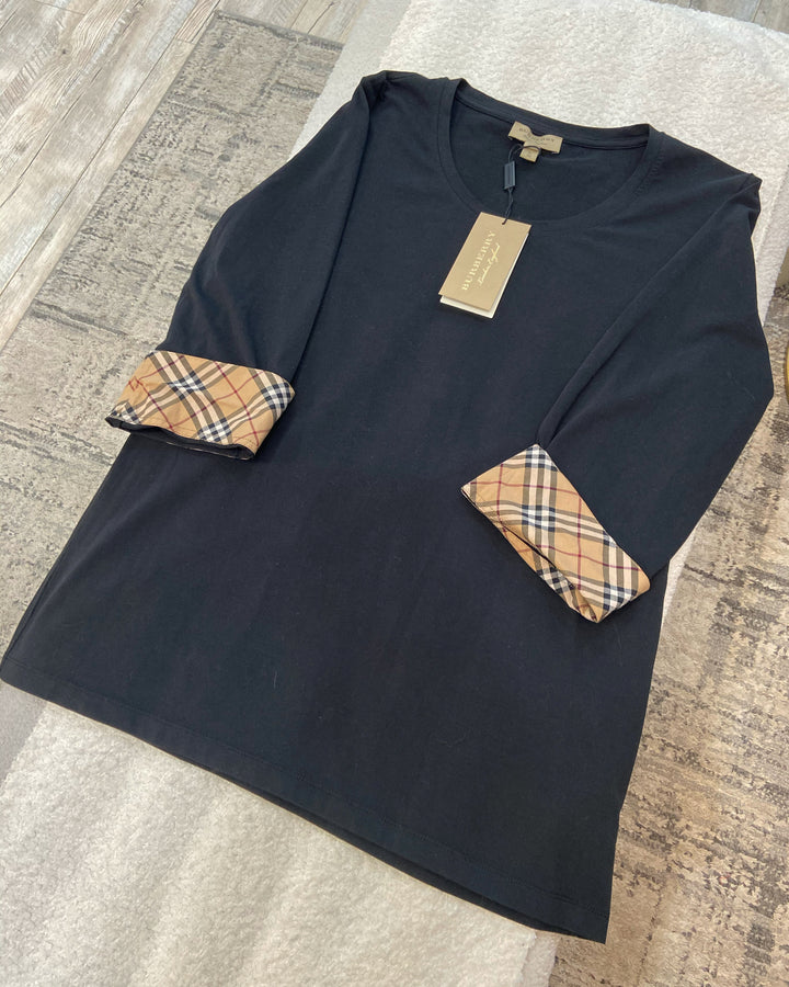 BURBERRY BRIT NOVA CHECK 3/4 SLEEVE SHIRT