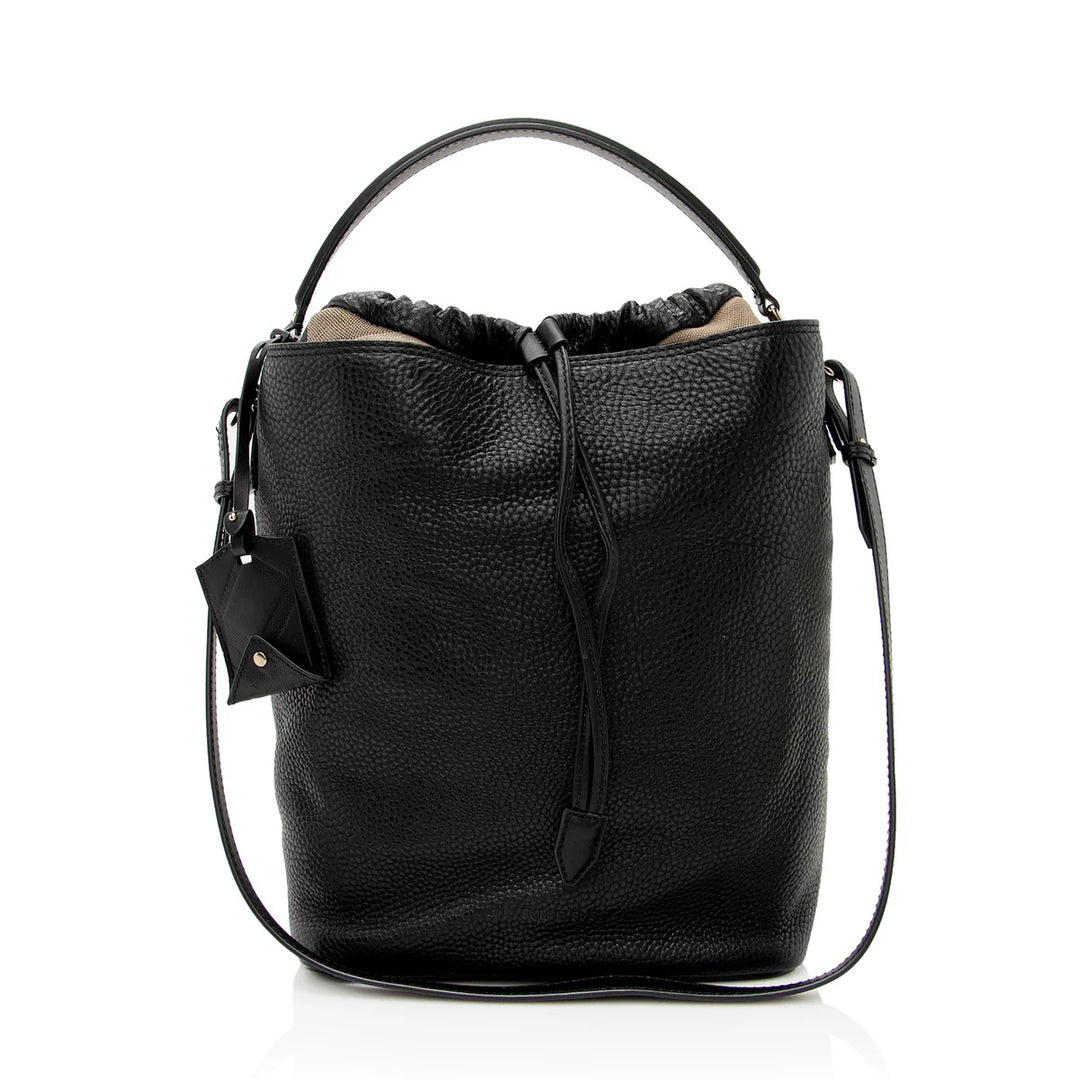 BURBERRY PEBBLED LEATHER HOUSE CHECK ASHBY HOBO BAG