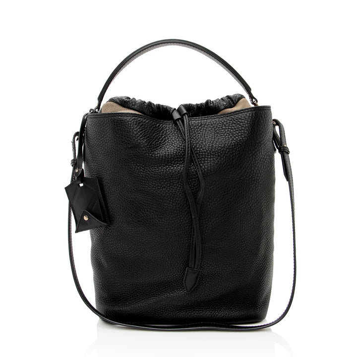 BURBERRY PEBBLED LEATHER HOUSE CHECK ASHBY HOBO BAG