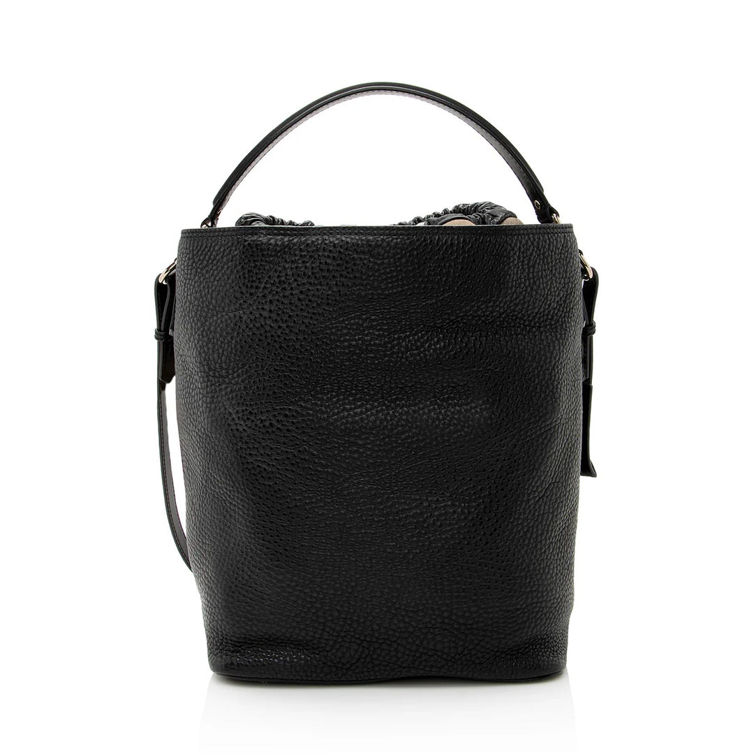 BURBERRY PEBBLED LEATHER HOUSE CHECK ASHBY HOBO BAG