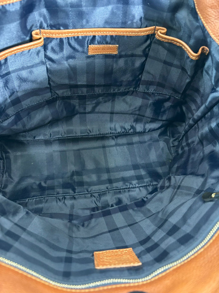 BURBERRY QUILTED DENIM &amp; LEATHER GRANGE TOTE BAG