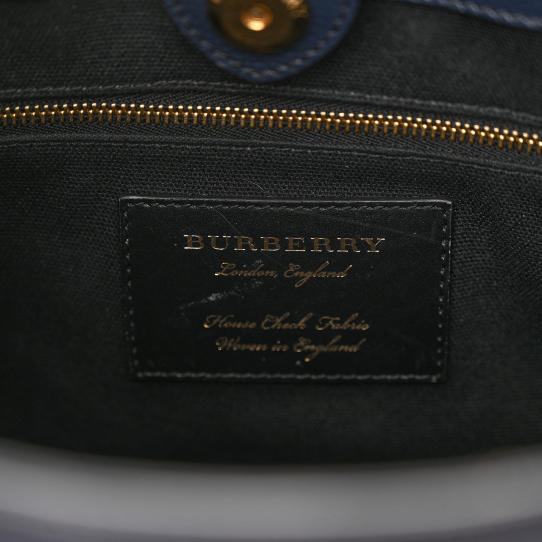BURBERRY DERBY LEATHER SMALL BANNER TOTE BAG