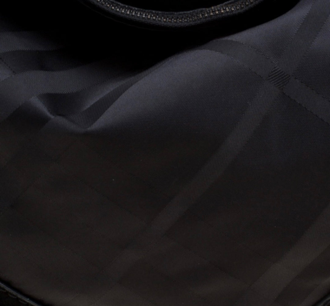 BURBERRY TONAL CHECK NYLON &amp; CALFSKIN LEATHER MED MASKELL HOBO BAG