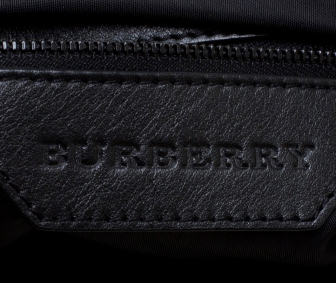 BURBERRY TONAL CHECK NYLON &amp; CALFSKIN LEATHER MED MASKELL HOBO BAG