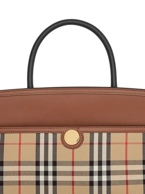 BURBERRY SOCIETY VINTAGE CHECK TOP HANDLE LARGE TOTE BAG