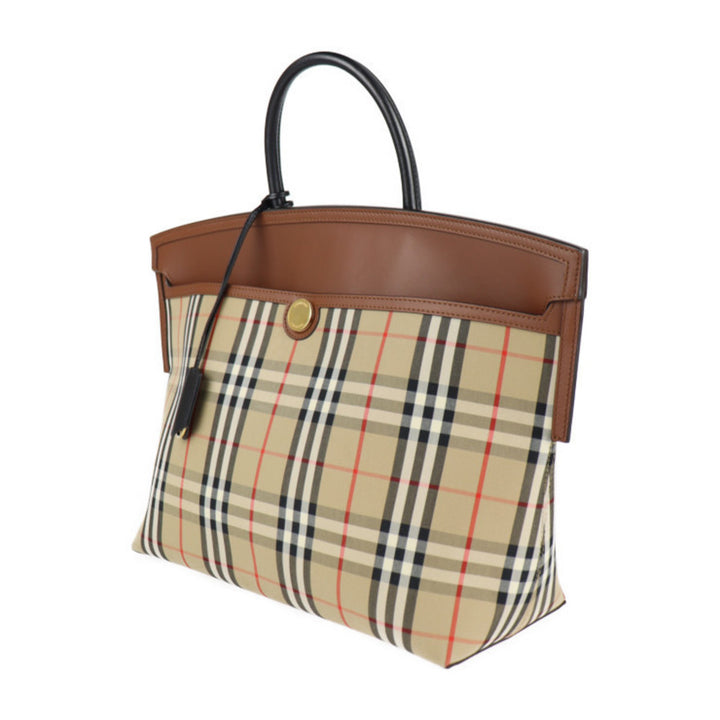 BURBERRY SOCIETY VINTAGE CHECK TOP HANDLE LARGE TOTE BAG