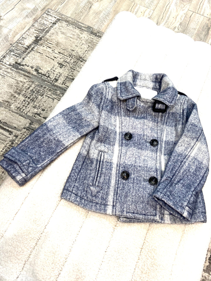BURBERRY TODDLER BLUE PLAID PEA COAT