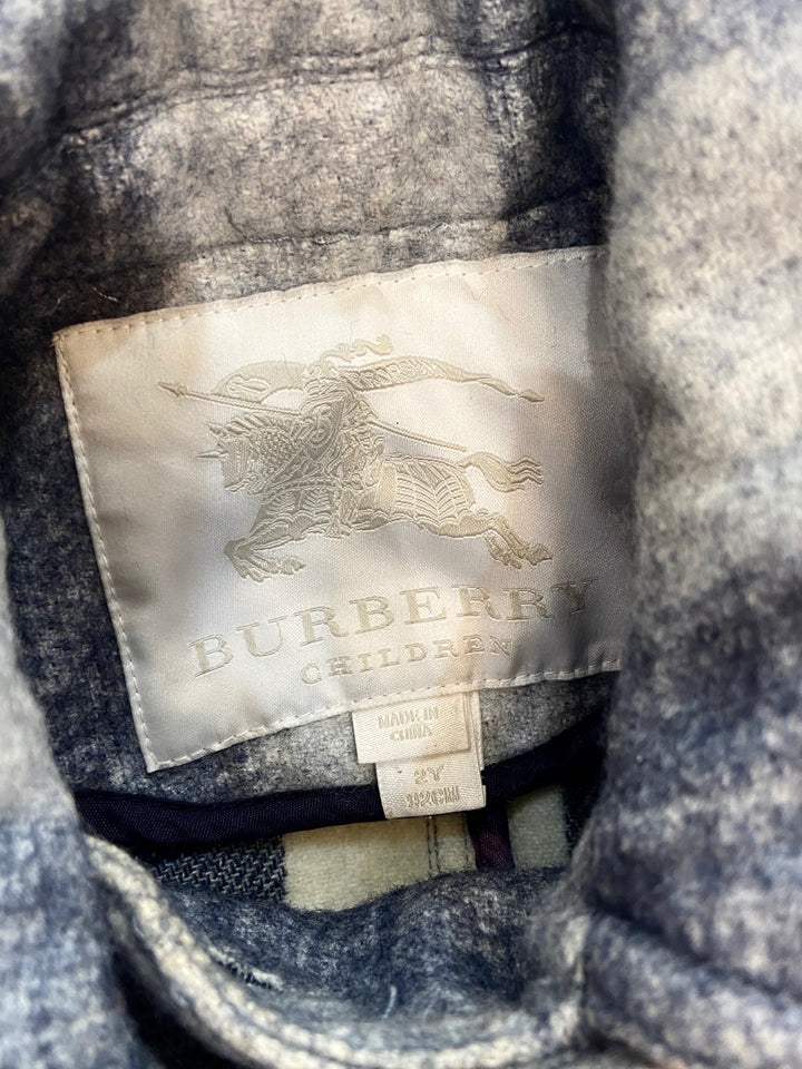 BURBERRY TODDLER BLUE PLAID PEA COAT