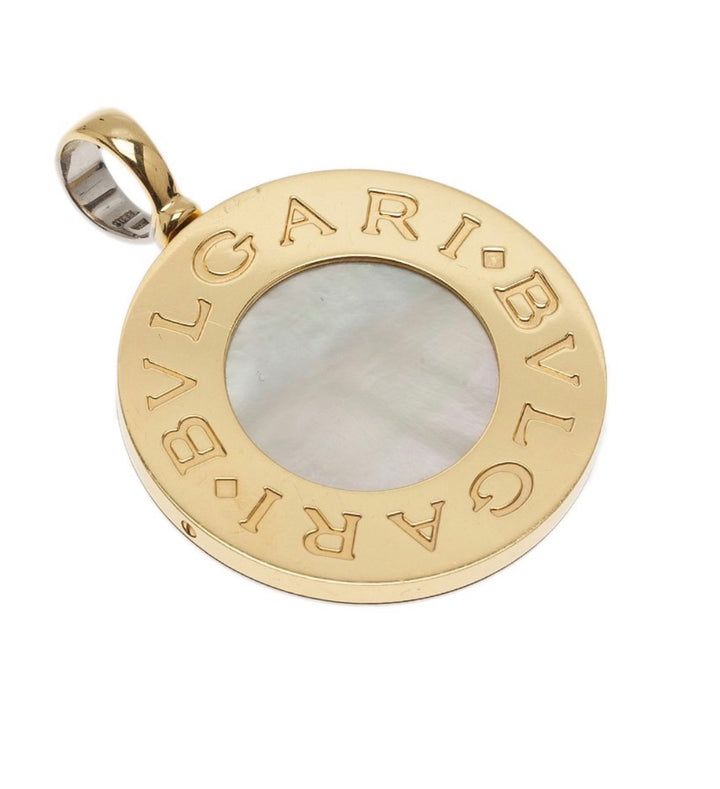 BVLGARI TONDO 18K GOLD &amp; STAINLESS STEEL REVERSIBLE PENDANT