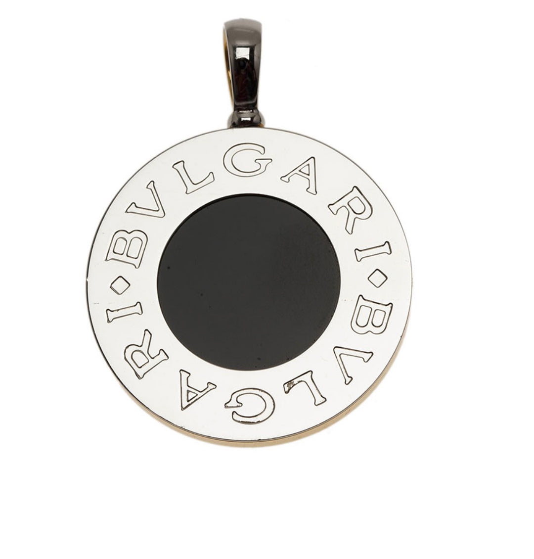 BVLGARI TONDO 18K GOLD &amp; STAINLESS STEEL REVERSIBLE PENDANT
