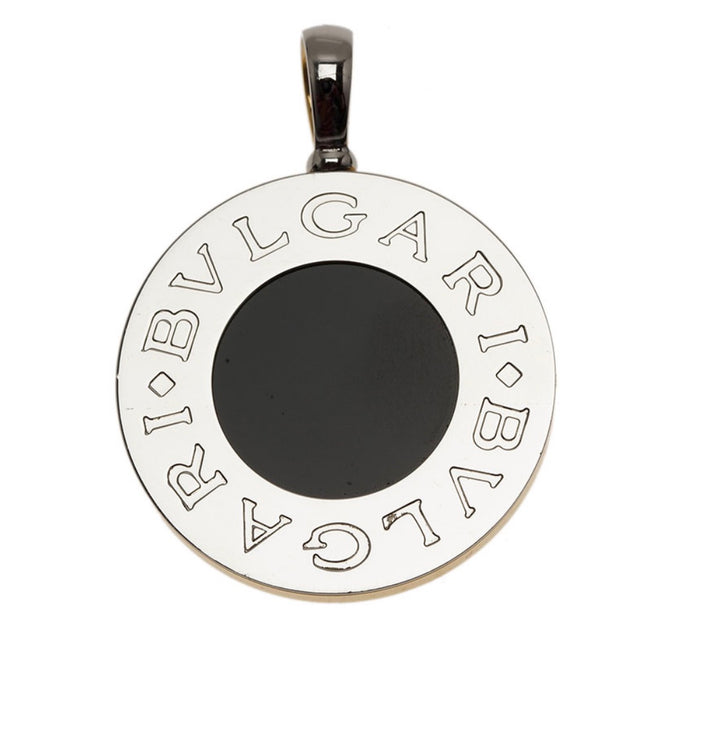 BVLGARI TONDO 18K GOLD &amp; STAINLESS STEEL REVERSIBLE PENDANT