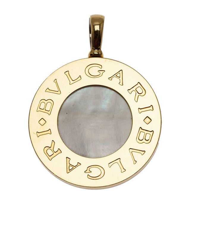 BVLGARI TONDO 18K GOLD &amp; STAINLESS STEEL REVERSIBLE PENDANT