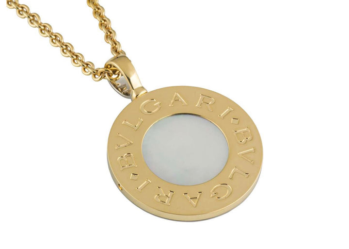 BVLGARI TONDO 18K GOLD &amp; STAINLESS STEEL REVERSIBLE PENDANT