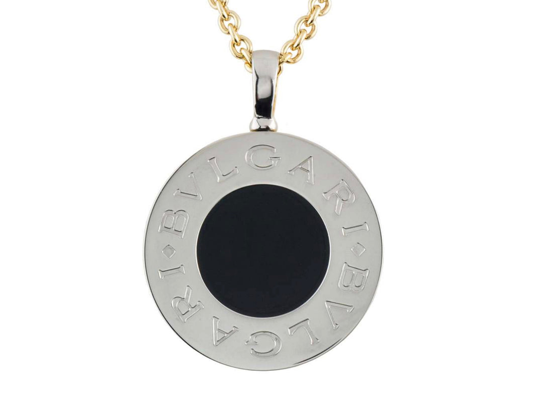 BVLGARI TONDO 18K GOLD &amp; STAINLESS STEEL REVERSIBLE PENDANT