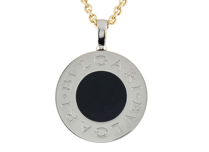 BVLGARI TONDO 18K GOLD &amp; STAINLESS STEEL REVERSIBLE PENDANT