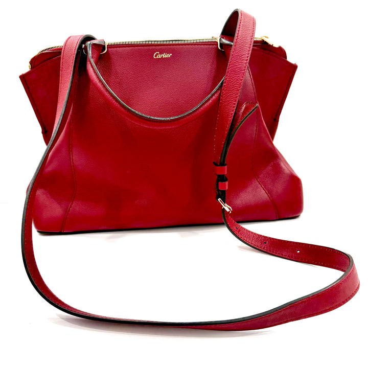 CARTIER C DE CARTIER MINI CALFSKIN LEATHER SHOULDER BAG