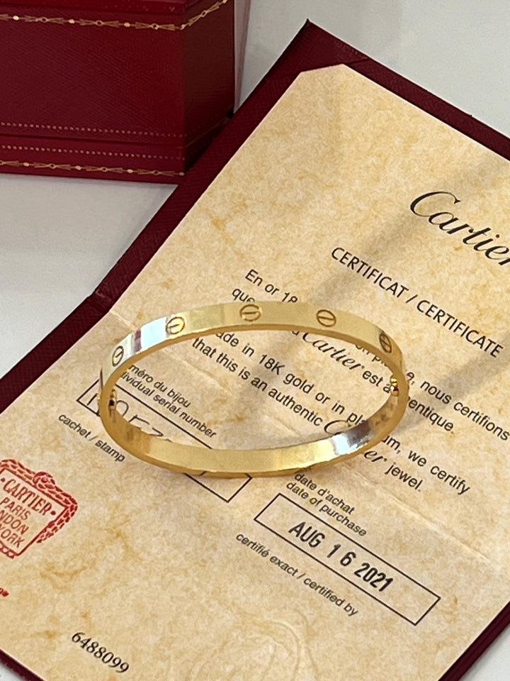 CARTIER 18K YELLOW GOLD LOVE BANGLE BRACELET