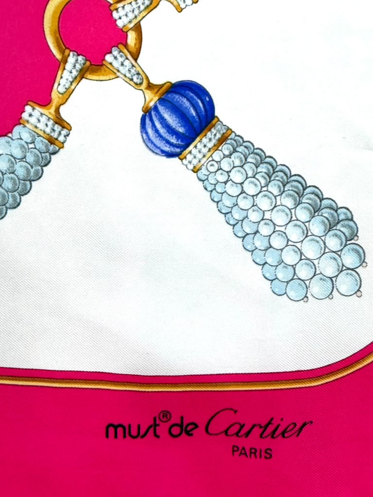 CARTIER MUST DE CARTIER FOULARD VINTAGE SILK SCARF