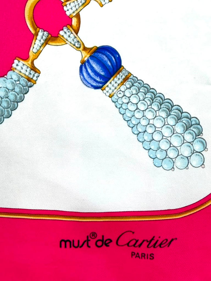 CARTIER MUST DE CARTIER FOULARD VINTAGE SILK SCARF