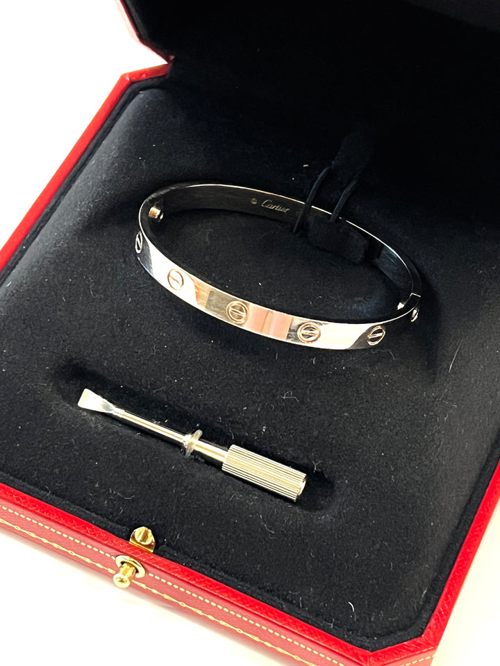 CARTIER 18K WHITE GOLD LOVE BRACELET