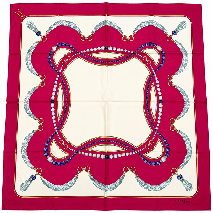 CARTIER MUST DE CARTIER FOULARD VINTAGE SILK SCARF