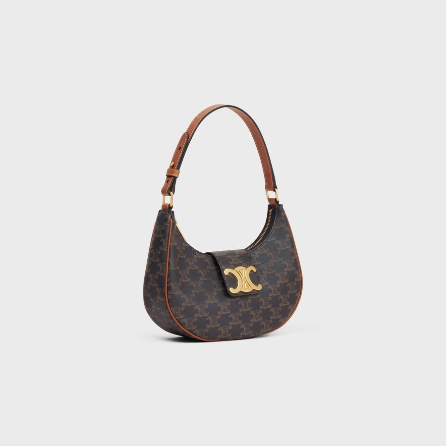 CÉLINE CALFSKIN &amp; COATED CANVAS MEDIUM AVA TRIOMPH HOBO BAG