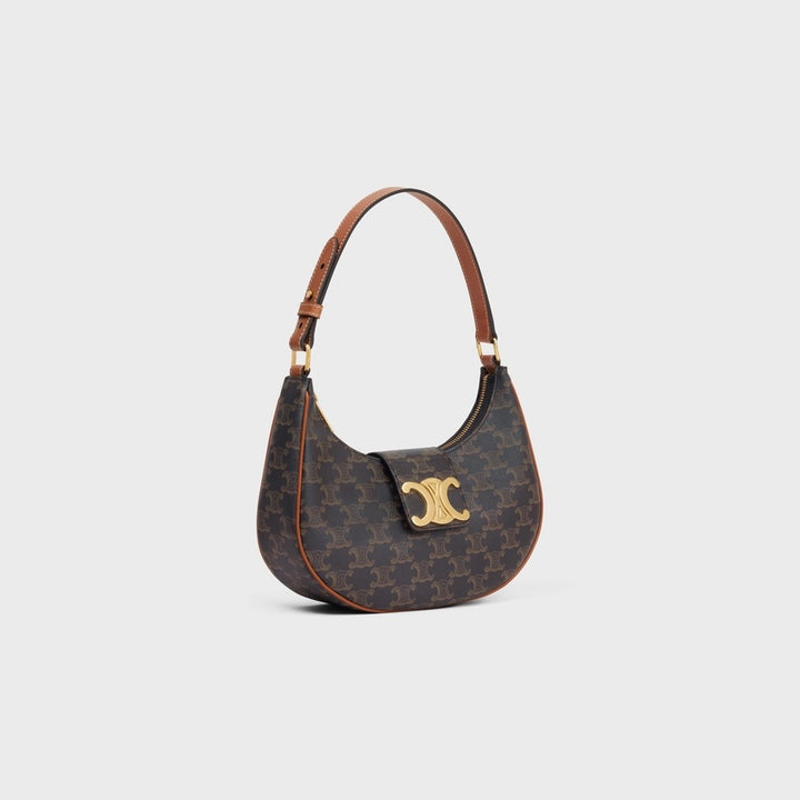 CÉLINE CALFSKIN &amp; COATED CANVAS MEDIUM AVA TRIOMPH HOBO BAG