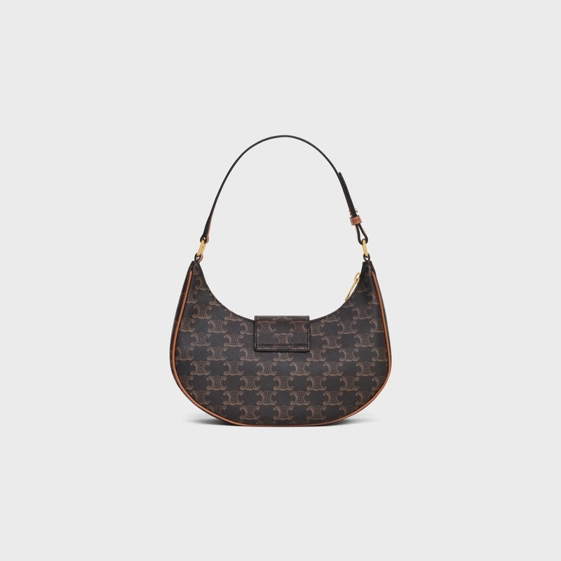 CÉLINE CALFSKIN &amp; COATED CANVAS MEDIUM AVA TRIOMPH HOBO BAG