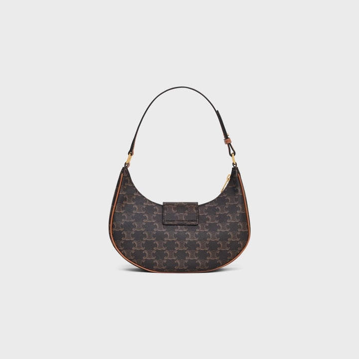 CÉLINE CALFSKIN &amp; COATED CANVAS MEDIUM AVA TRIOMPH HOBO BAG