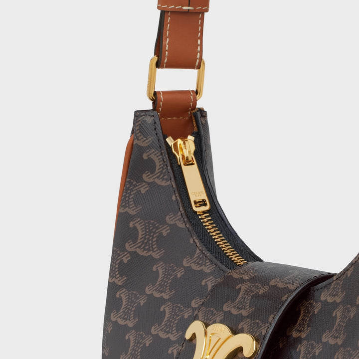 CÉLINE CALFSKIN &amp; COATED CANVAS MEDIUM AVA TRIOMPH HOBO BAG