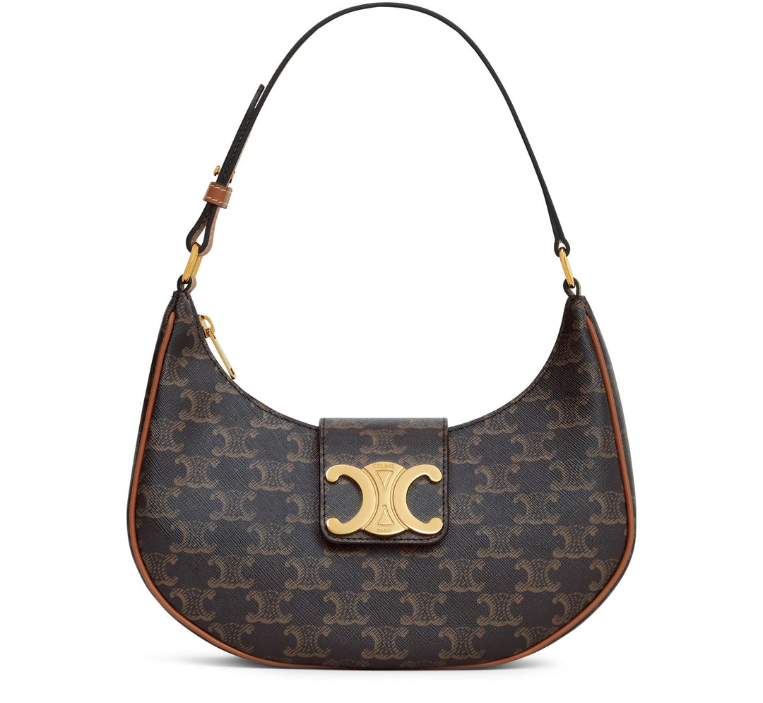 CÉLINE CALFSKIN &amp; COATED CANVAS MEDIUM AVA TRIOMPH HOBO BAG