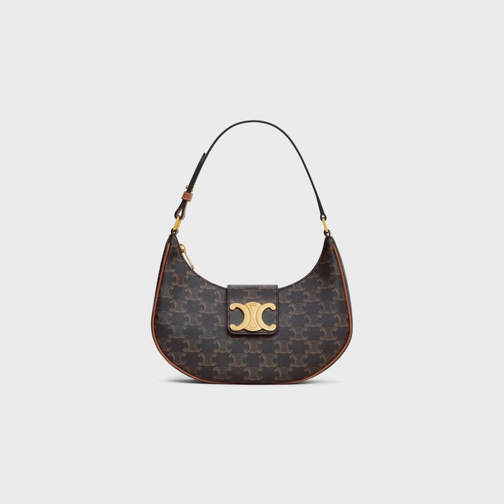 CÉLINE CALFSKIN &amp; COATED CANVAS MEDIUM AVA TRIOMPH HOBO BAG