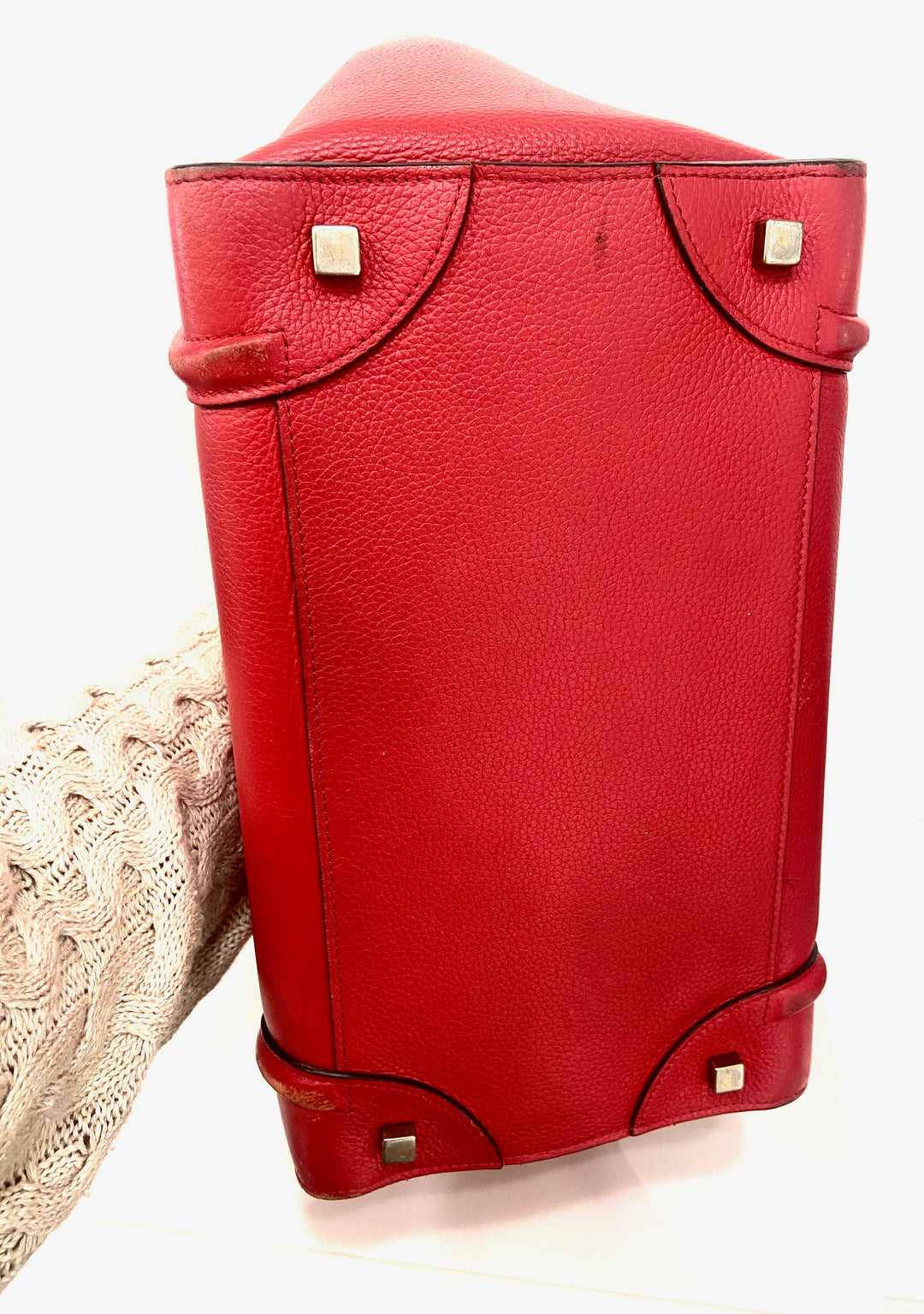 CÉLINE DRUMMED CALFSKIN LEATHER MICRO PHANTOM TOTE BAG