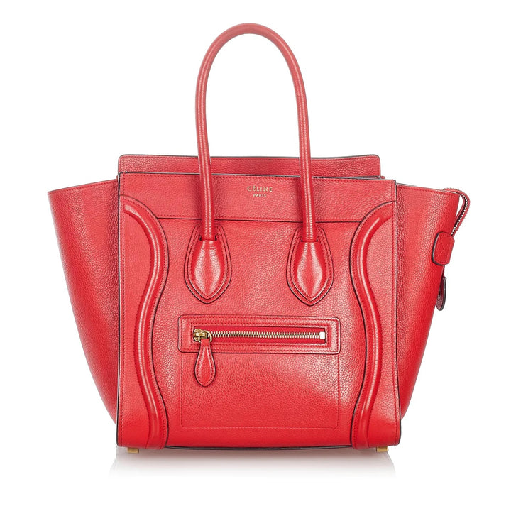 CÉLINE DRUMMED CALFSKIN LEATHER MICRO PHANTOM TOTE BAG