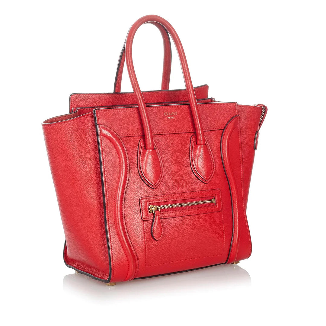 CÉLINE DRUMMED CALFSKIN LEATHER MICRO PHANTOM TOTE BAG