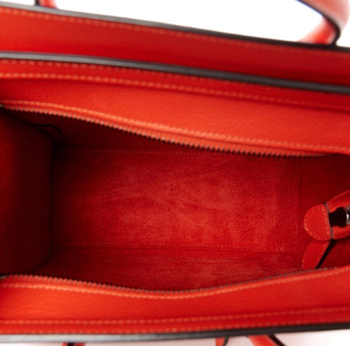 CÉLINE DRUMMED CALFSKIN LEATHER NANO LUGGAGE BAG