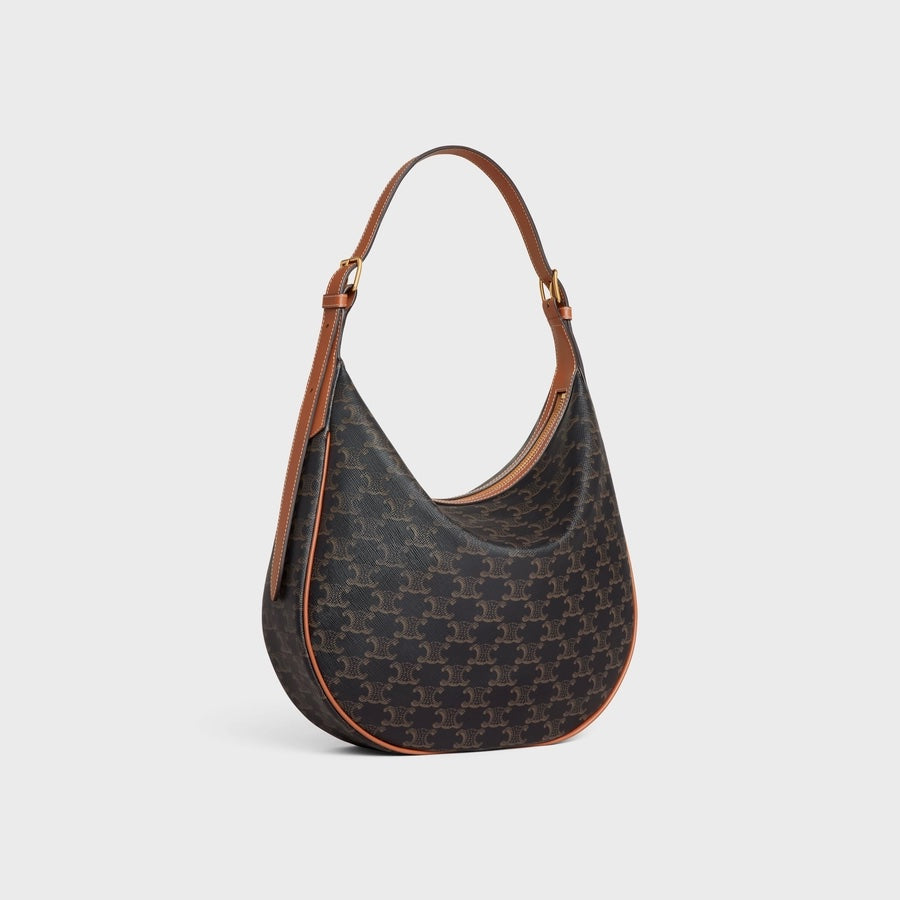 CÉLINE HELOÏSE CUIR CANVAS &amp; CALFSKIN TRIOMPH MEDIUM SHOULDER BAG