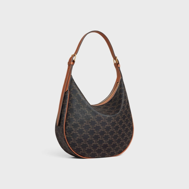 CÉLINE HELOÏSE CUIR CANVAS &amp; CALFSKIN TRIOMPH MEDIUM SHOULDER BAG