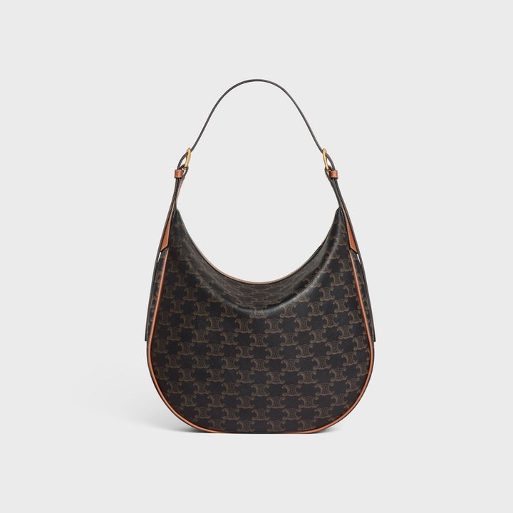 CÉLINE HELOÏSE CUIR CANVAS &amp; CALFSKIN TRIOMPH MEDIUM SHOULDER BAG