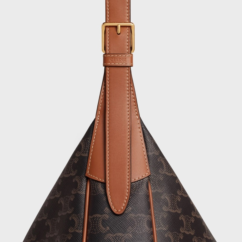 CÉLINE HELOÏSE CUIR CANVAS &amp; CALFSKIN TRIOMPH MEDIUM SHOULDER BAG